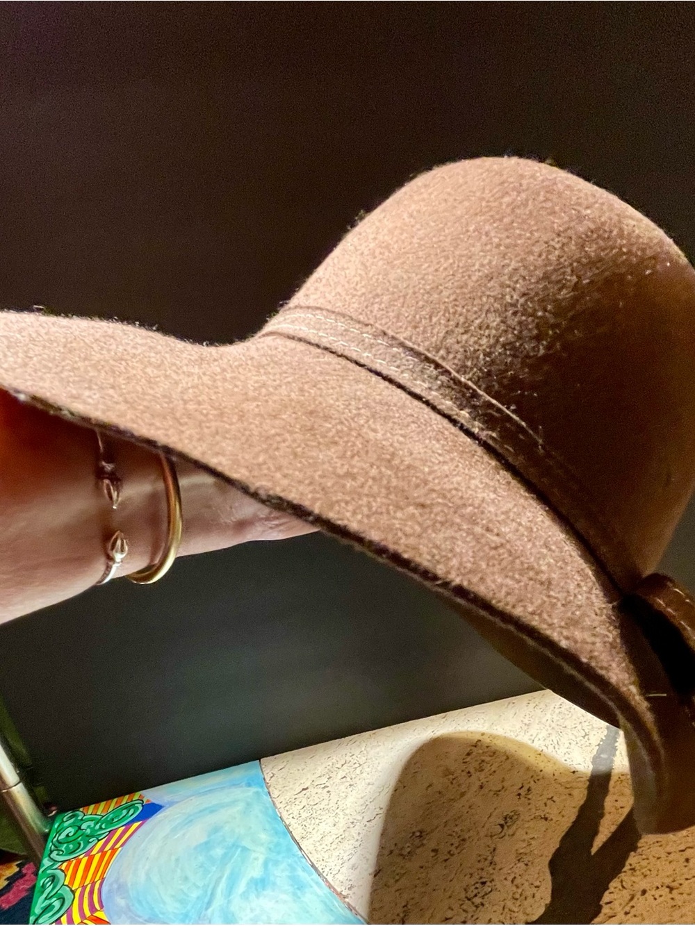 Vintage Brown Felt Floppy Brim Hat